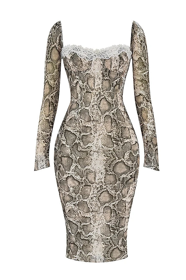 snake print corset dress