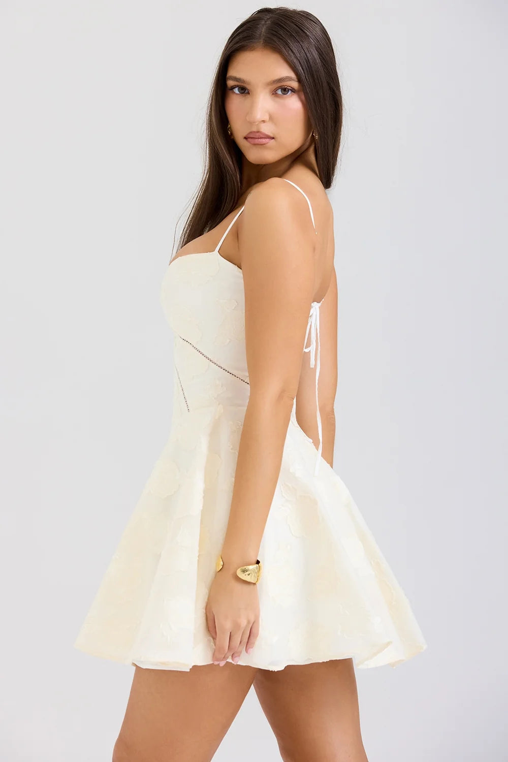 vintage cream floral mini dress