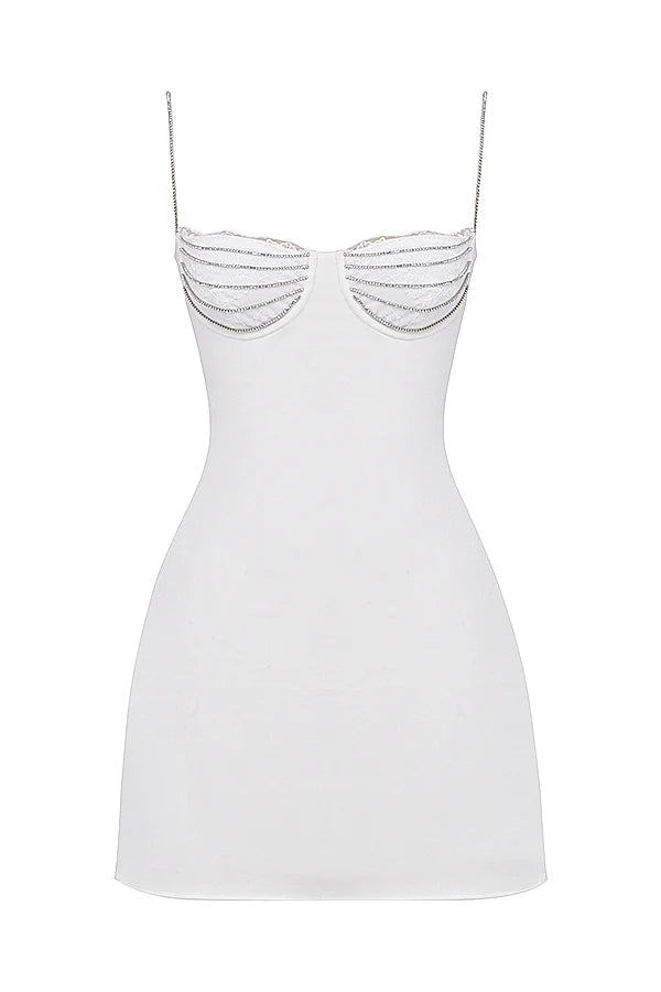 ivory crystallised mini dress