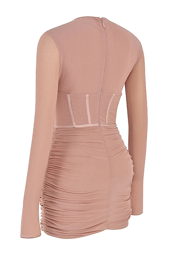 blush corset mini dress
