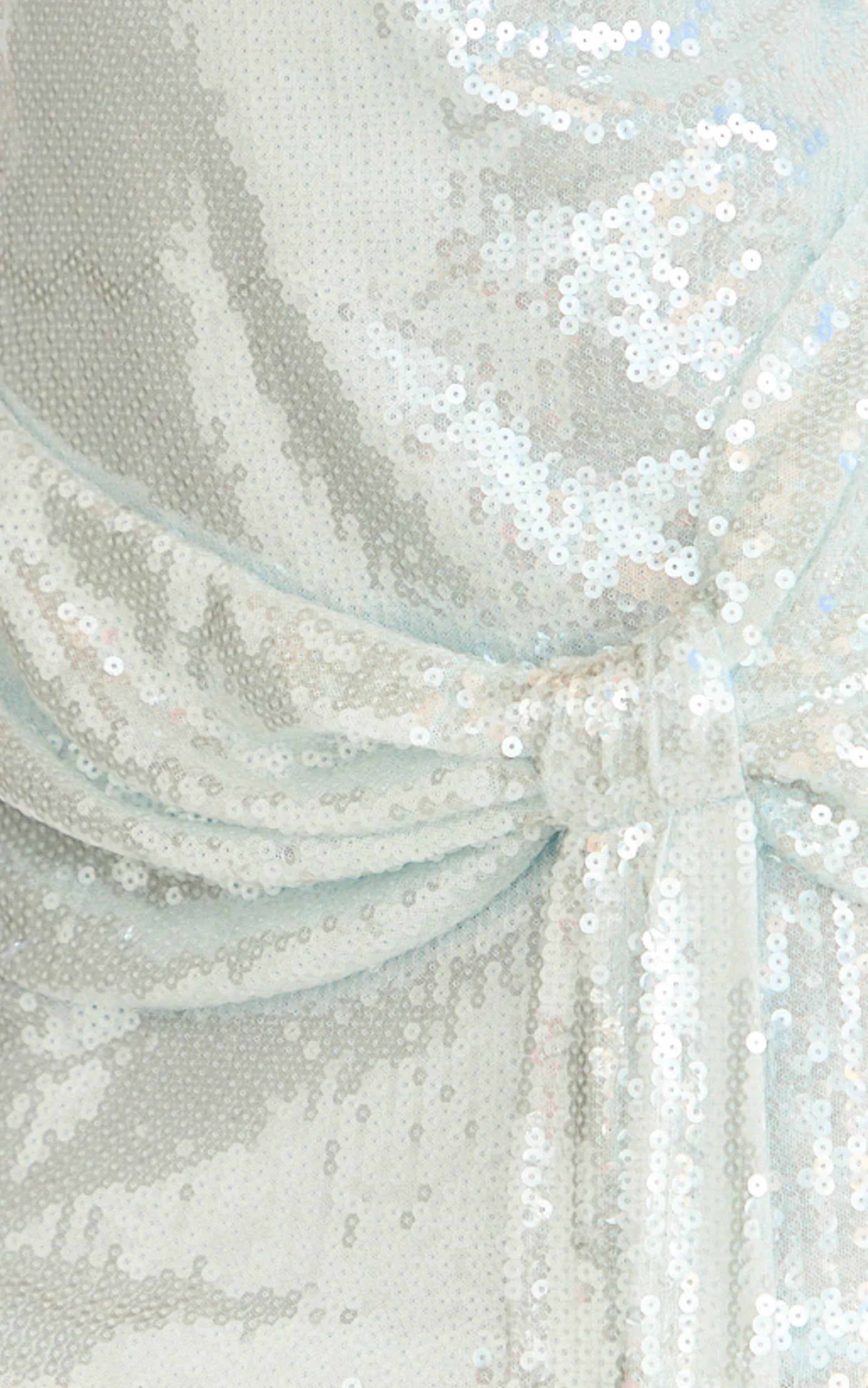 Myra Mini Dress Off Shoulder Draped Sequin Dress in Soft Blue
