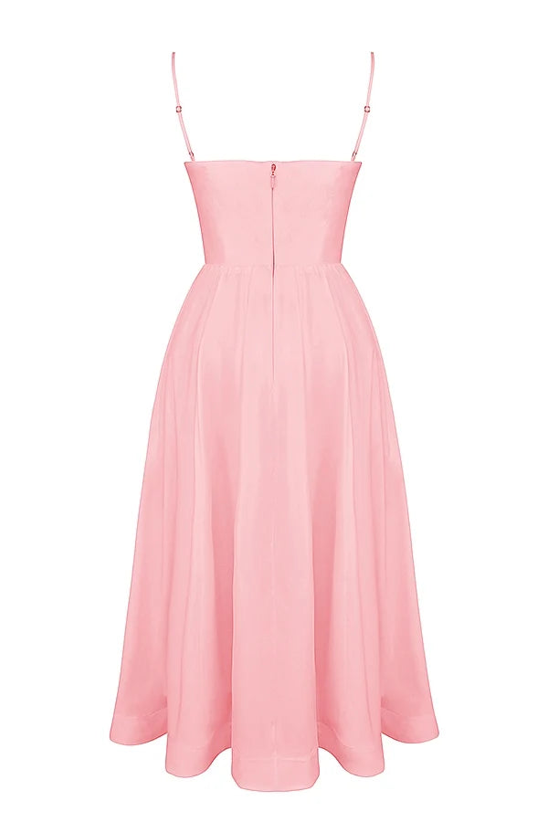 rose pink cotton corset sundress