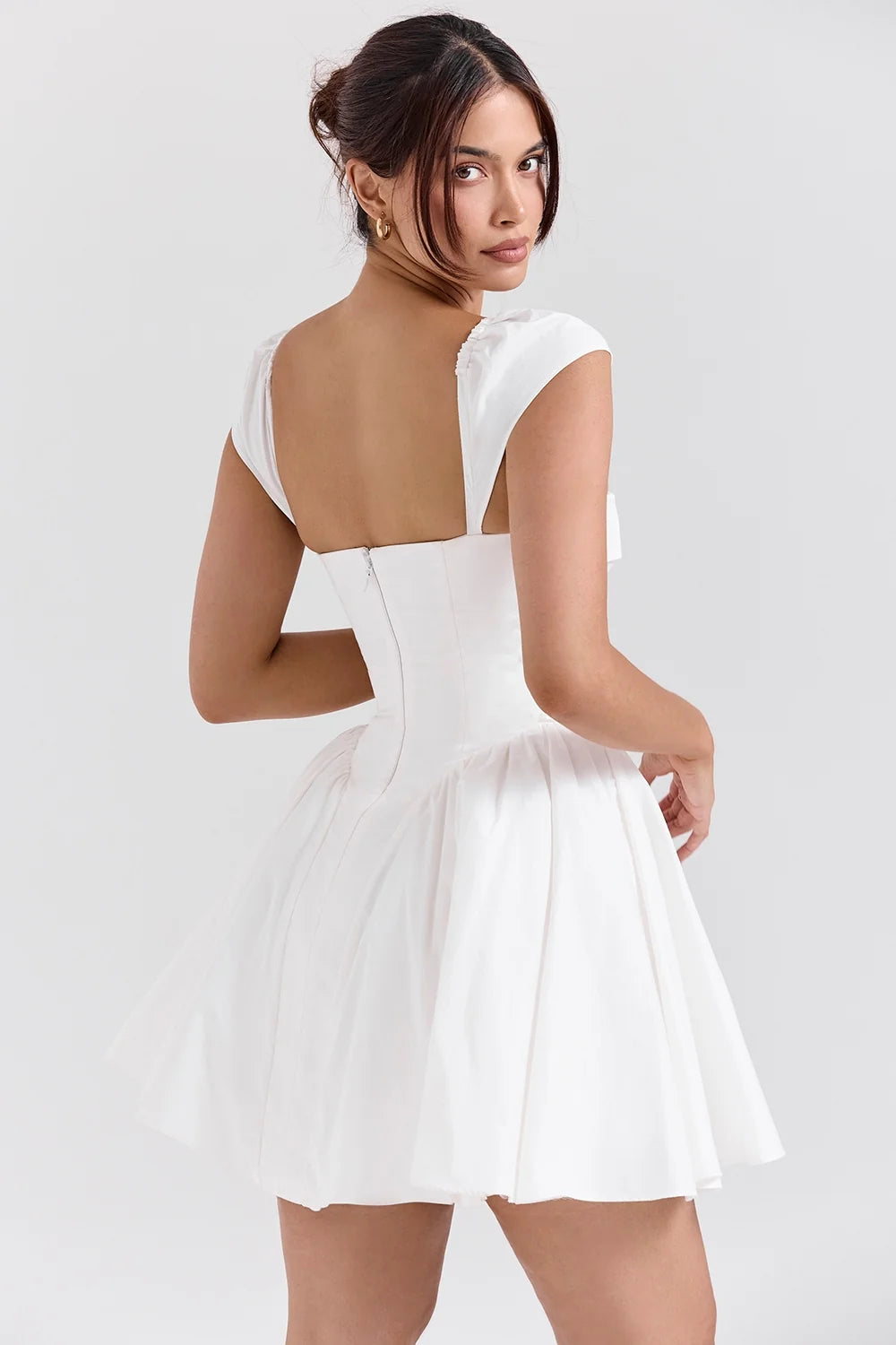 white cotton corset mini dress