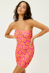 Palmer Terry Strapless Tube Dress Hibiscus Honey