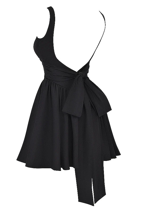 black bow mini dress