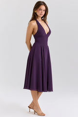 grape georgette halter sundress