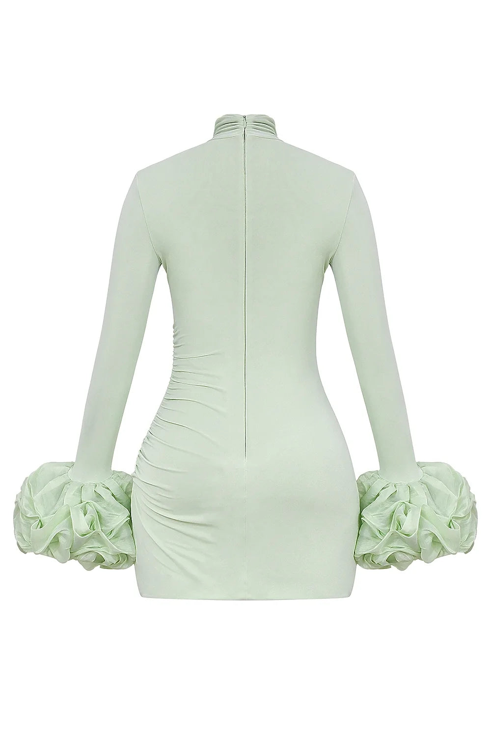 pistachio ruffle cuff mini dress sale