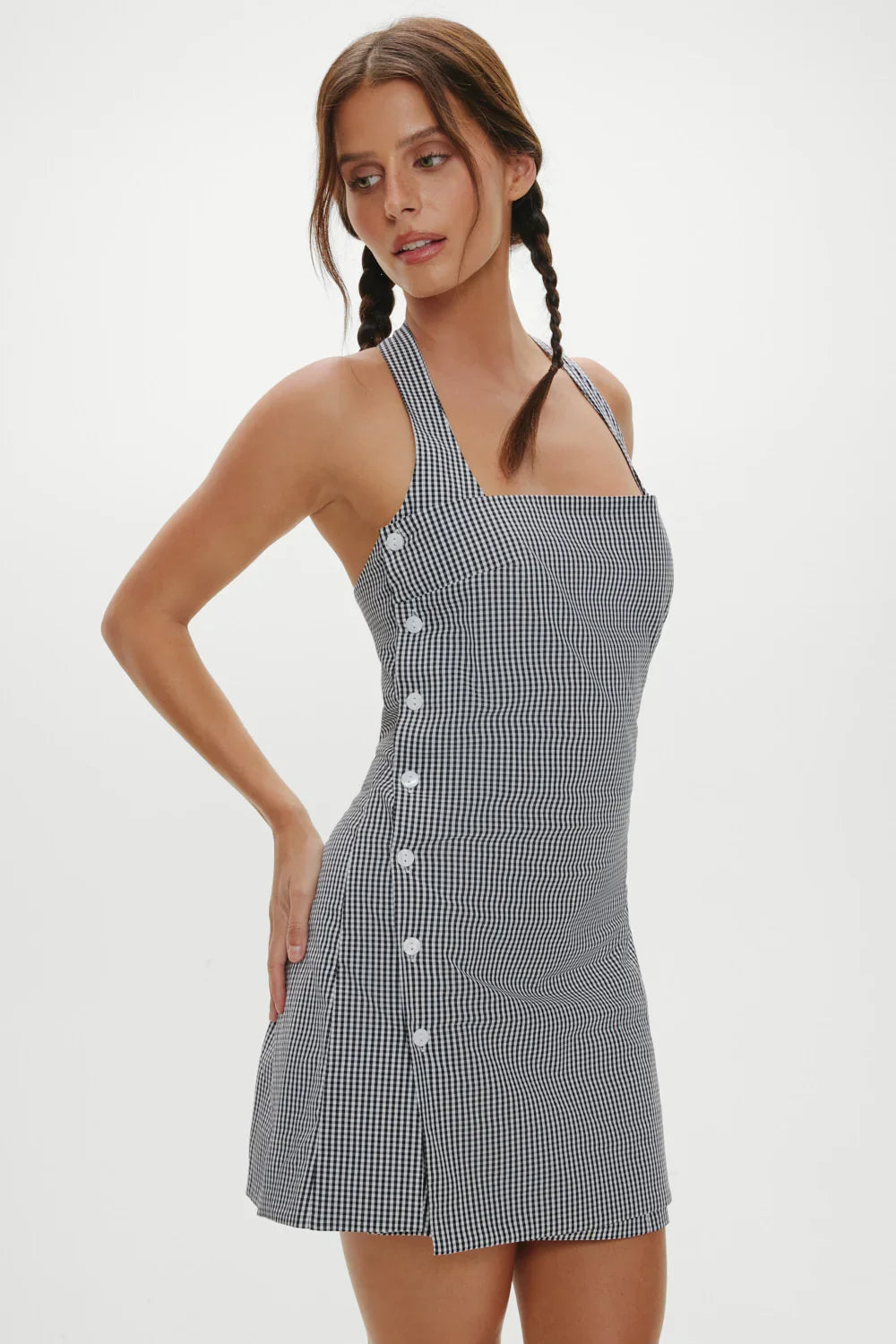 West Cotton Wrap Mini Dress Morning Gingham