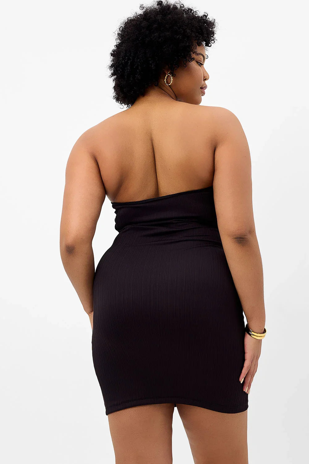 Palmer Plissé Strapless Dress Black