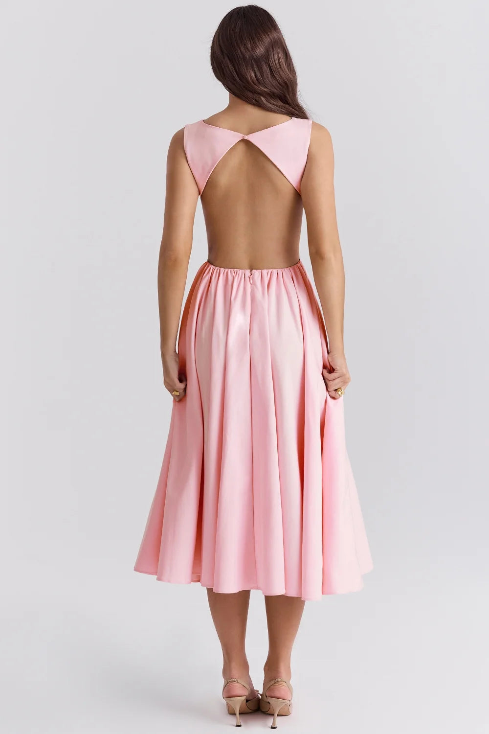 ballerina pink twill midi sundress