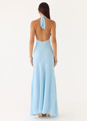 Sharpay Halter Maxi Dress Pale Blue