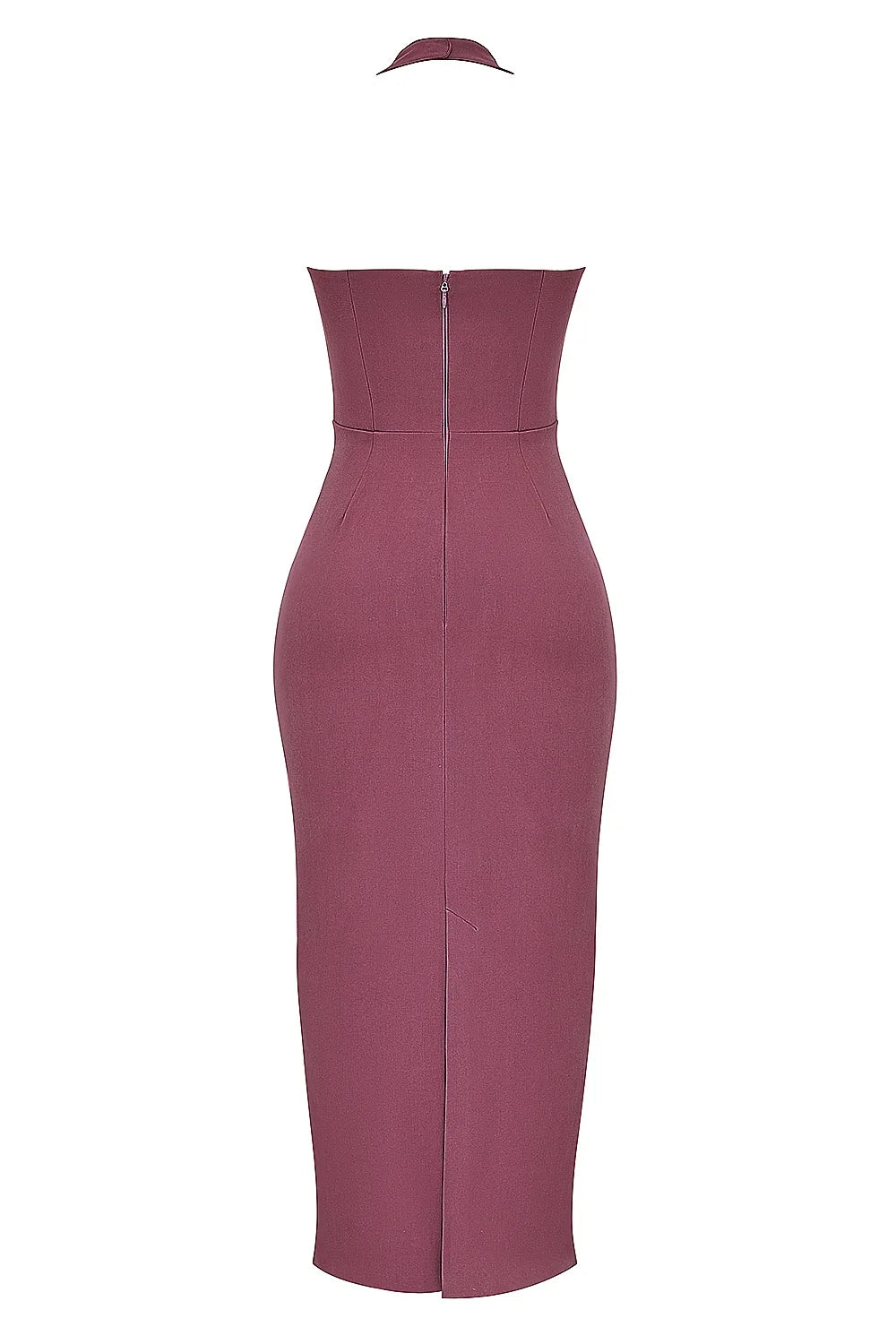 mulberry twill halter maxi dress
