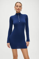 Isla Long Sleeve Mini Dress Midnight Blue