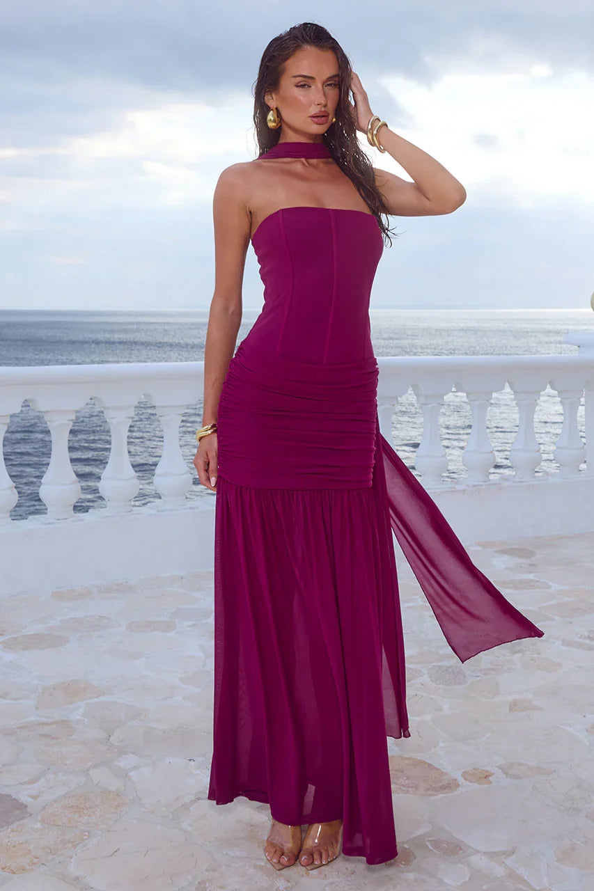 LILLIE CORSET MAXI DRESS PLUM