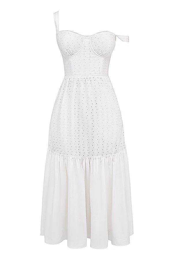 white broderie anglaise midi sundress