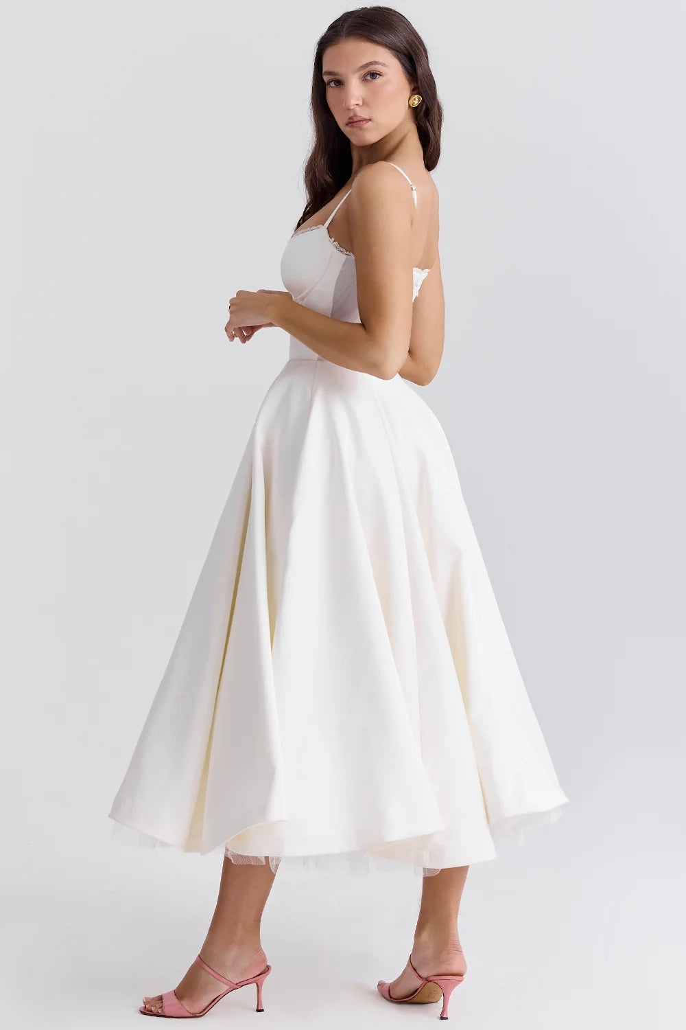 white tulle midi dress