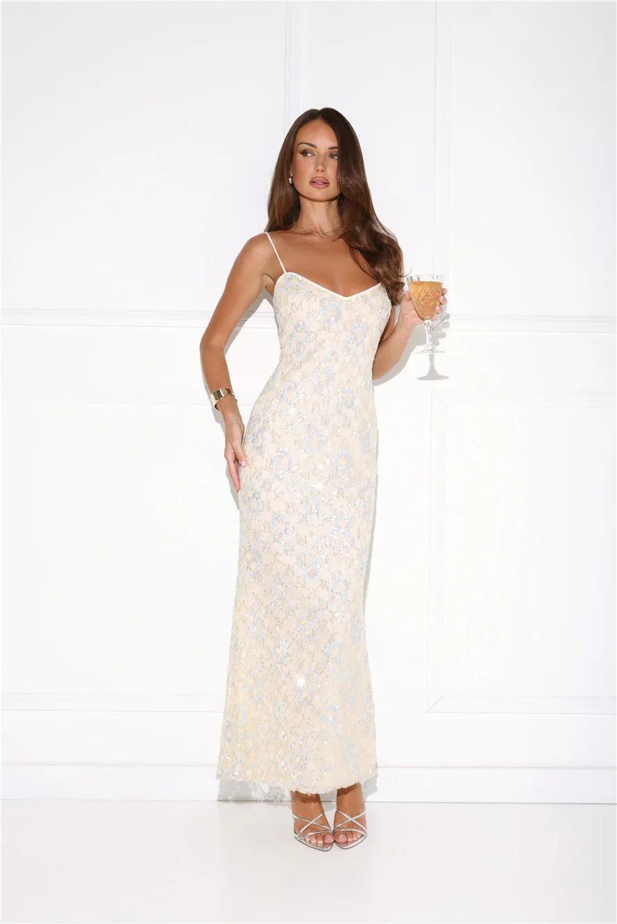 Shes Always Right Lace Maxi Dress Yellow