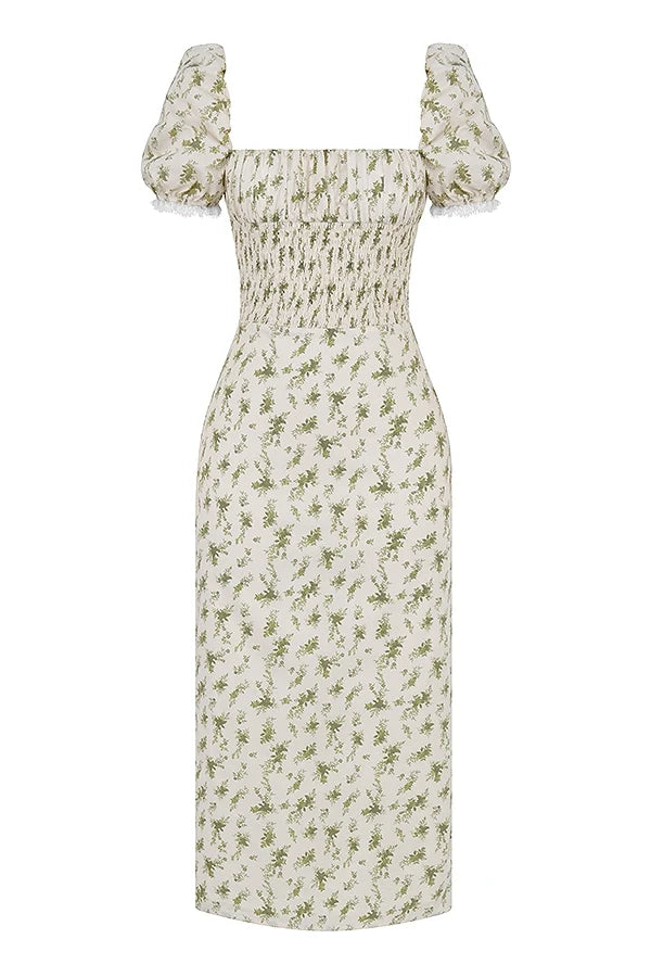 garden print shirred sundress