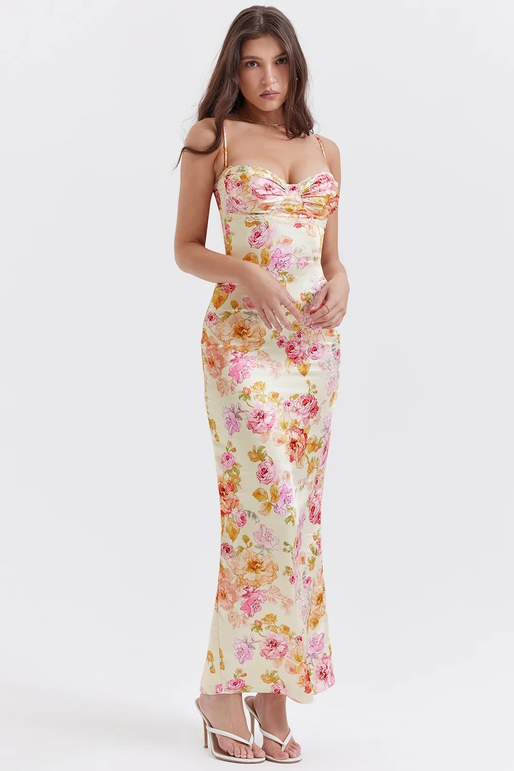ivory floral maxi dress