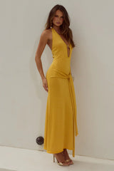 AYELLA DEEP V KNIT MAXI DRESS MANGO