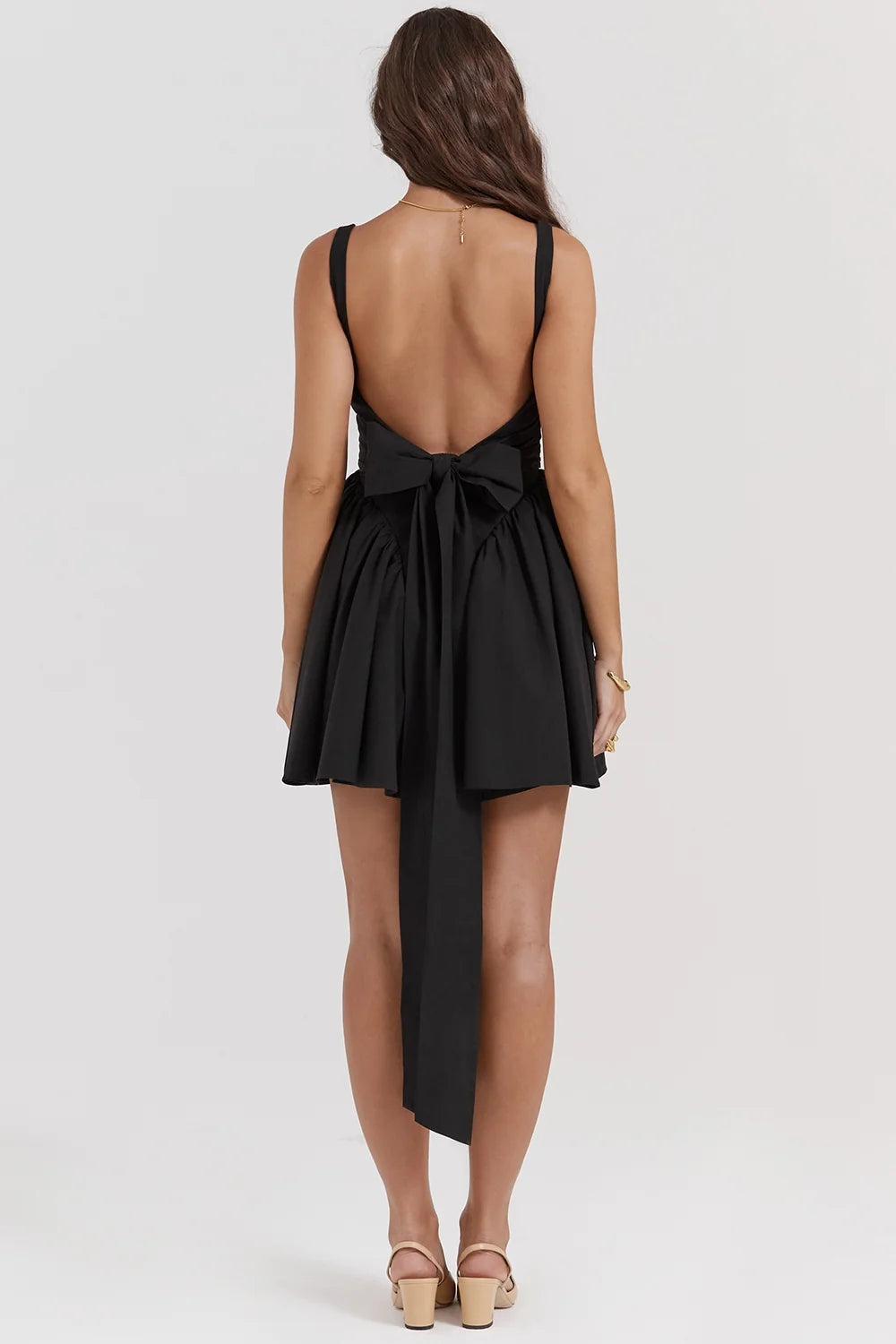 black bow mini dress