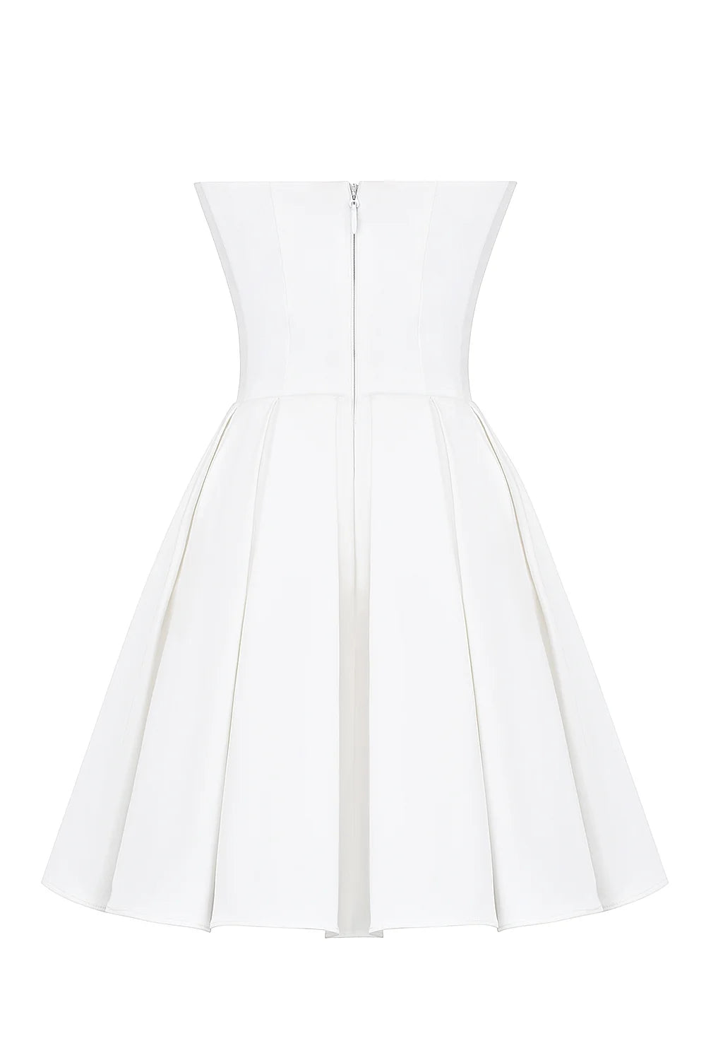 white strapless pleated mini dress