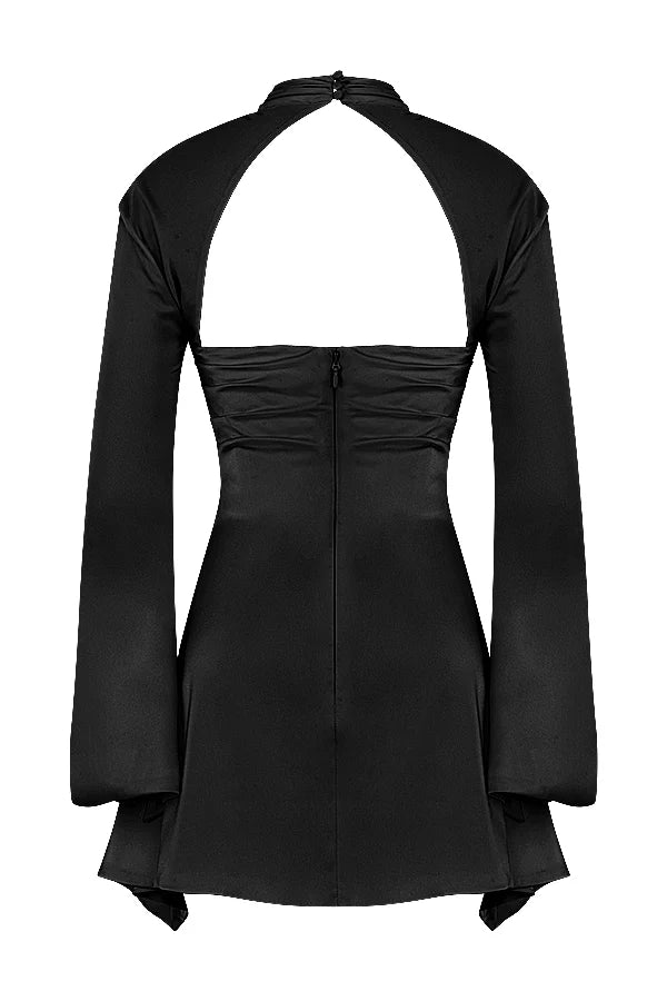 black draped corset dress
