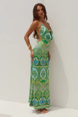 LIVIA HALTER COWL MAXI DRESS INDIANA GREEN