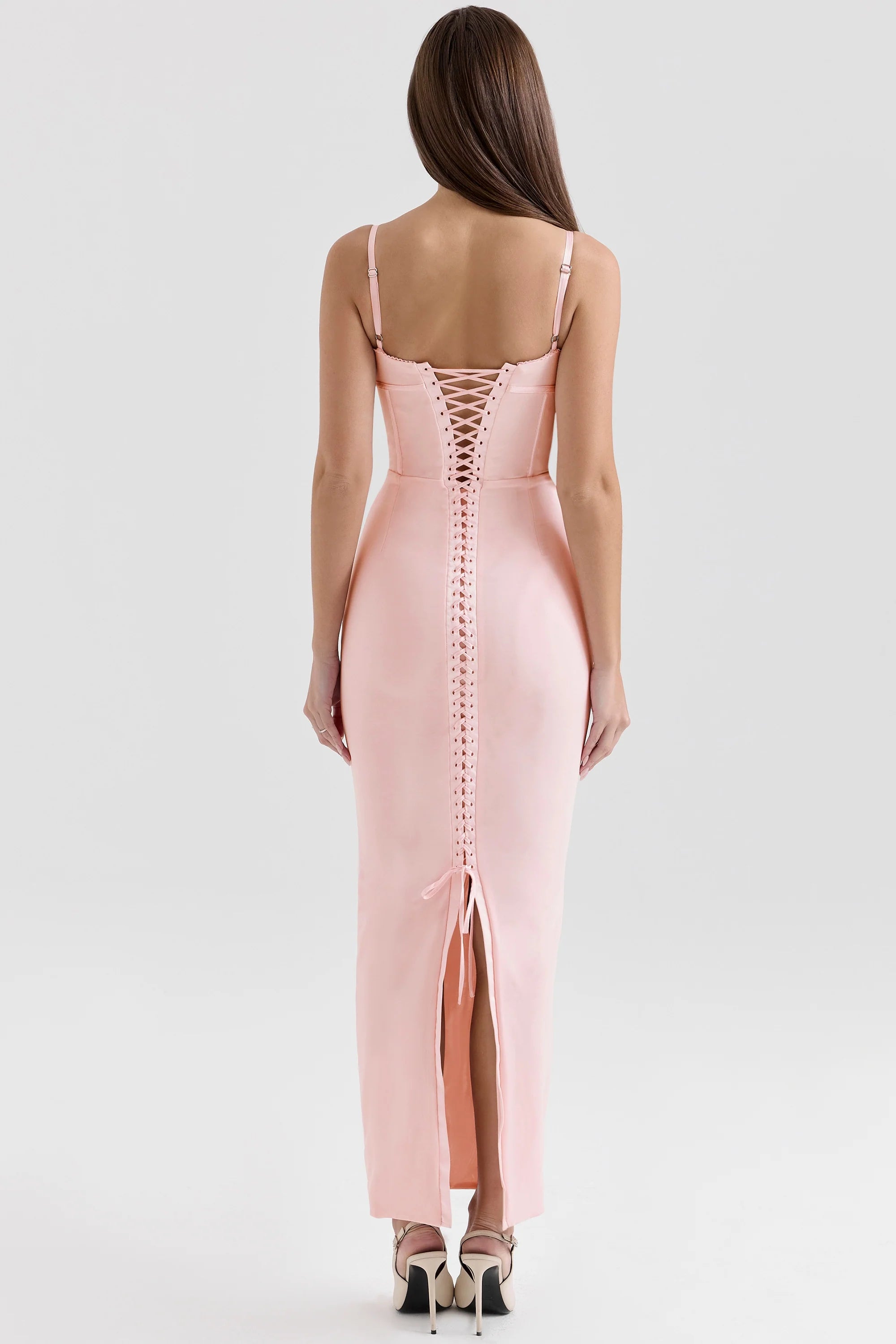 pink mesh bodycon maxi dress