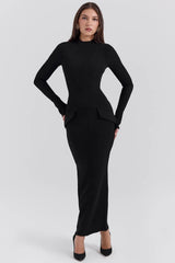 black turtleneck maxi dress