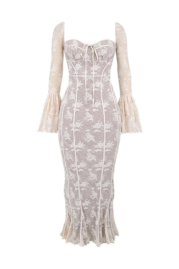 vintage cream lace maxi dress