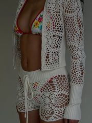 Lyla Crochet Mini Short White
