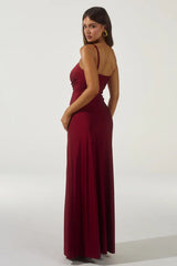 KALENA PLUNGE MAXI DRESS CHERRY