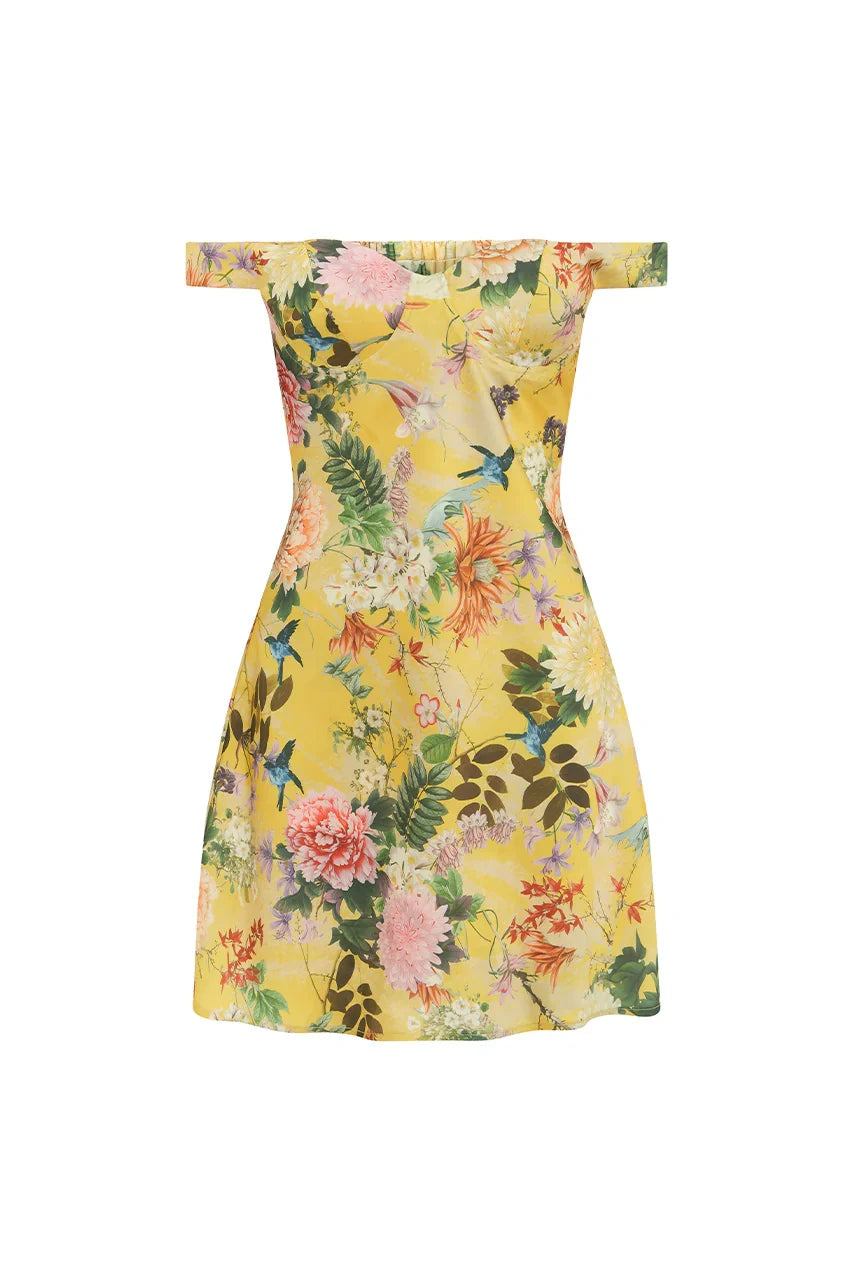 AVETA OFF SHOULDER MINI DRESS KENDALL YELLOW