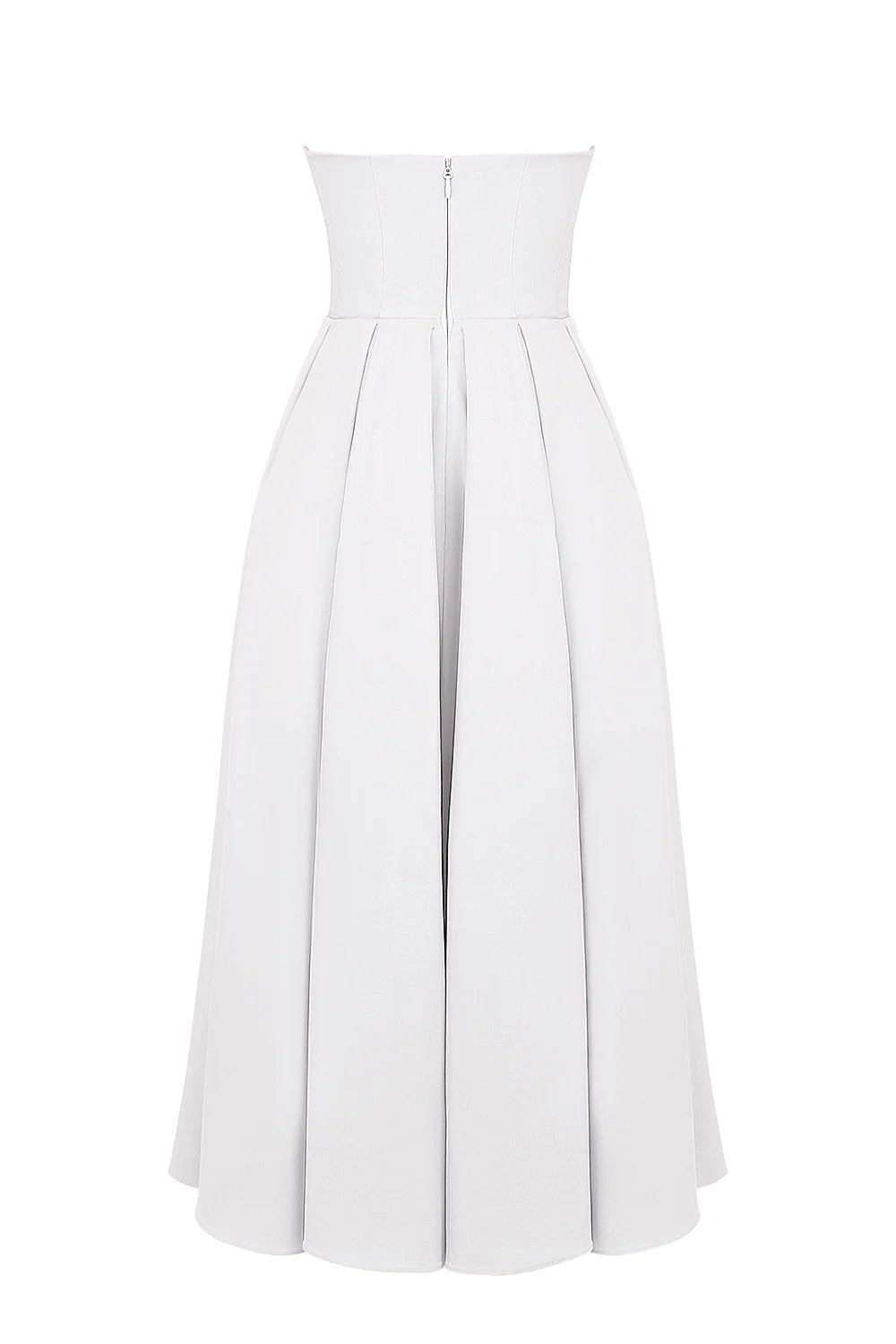 white strapless midi sundress