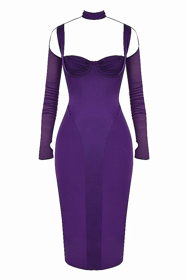 grape corset midi dress