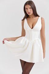 ivory satin mini dress
