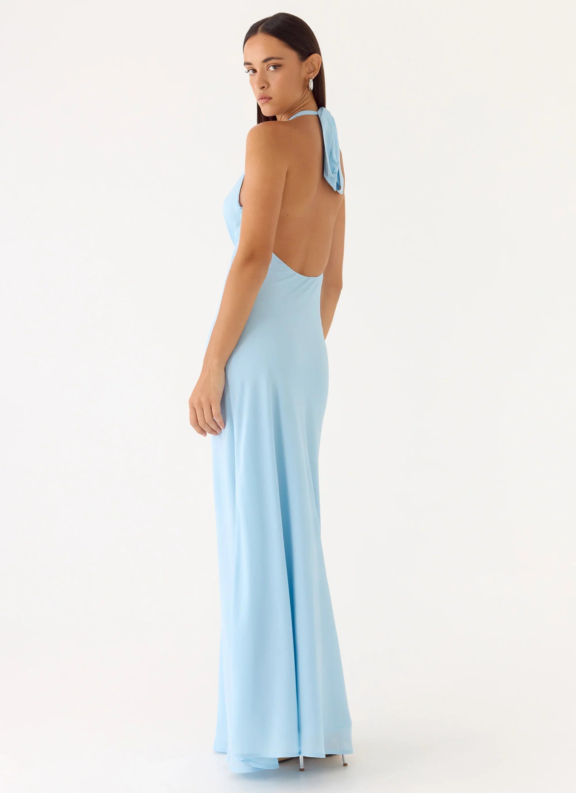 Sharpay Halter Maxi Dress Pale Blue
