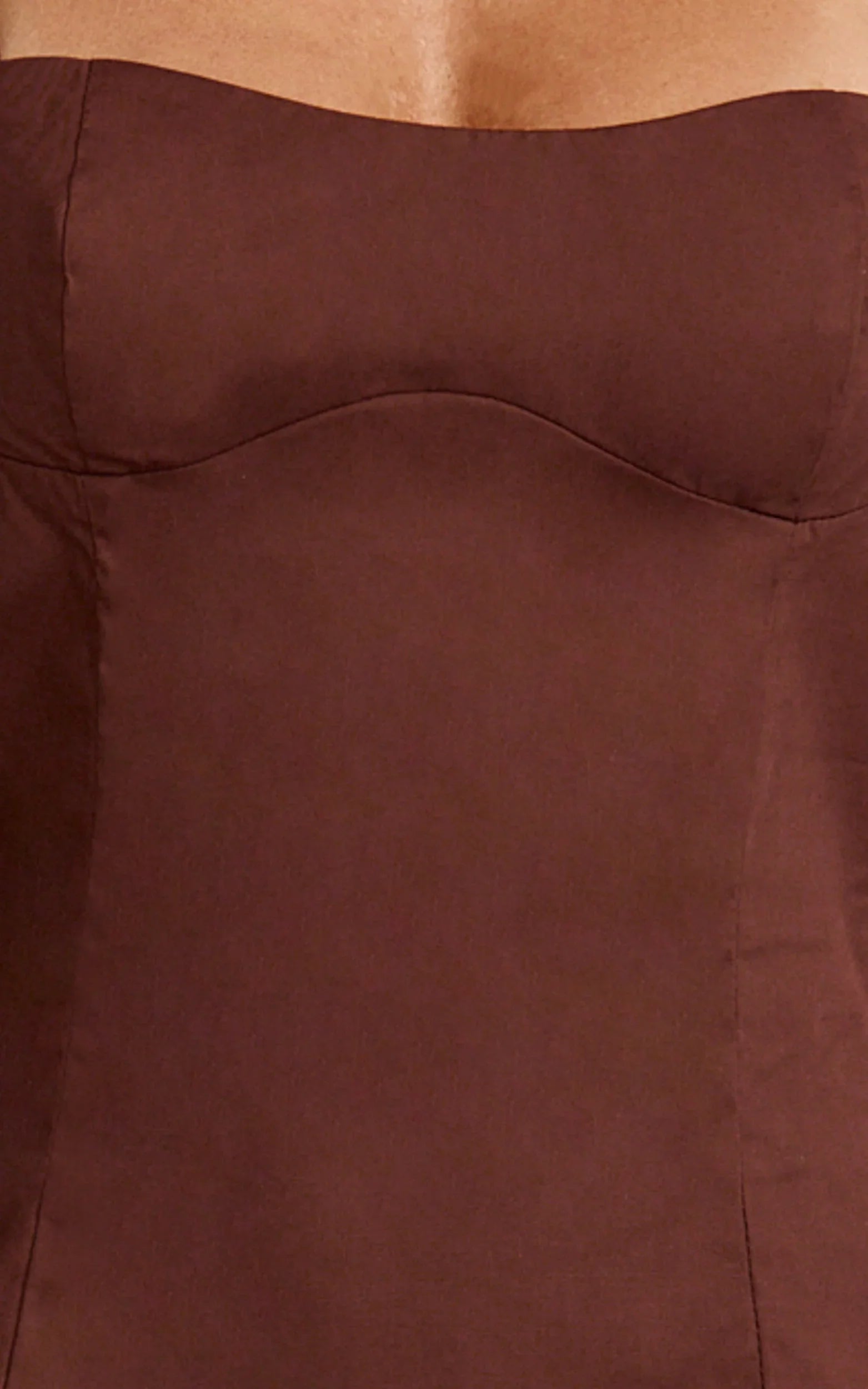 Nyx Mini Dress Balconette Bodice Drop Waist Dress in Chocolate