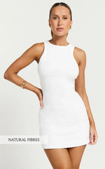 Candyce Mini Dress Ribbed Sleeveless Bodycon Dress in White