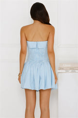 Softest Gaze Strapless Mini Dress Blue