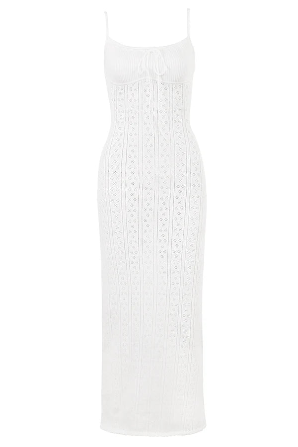 white knit maxi dress