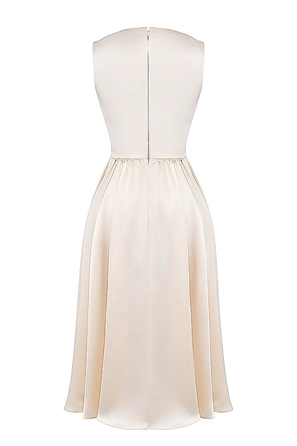 vintage cream midi dress