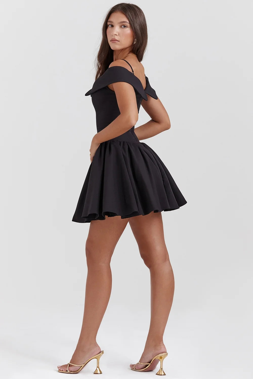 black off shoulder mini dress