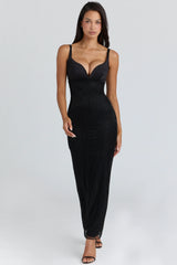 black hand beaded embellished maxi dress limited edition