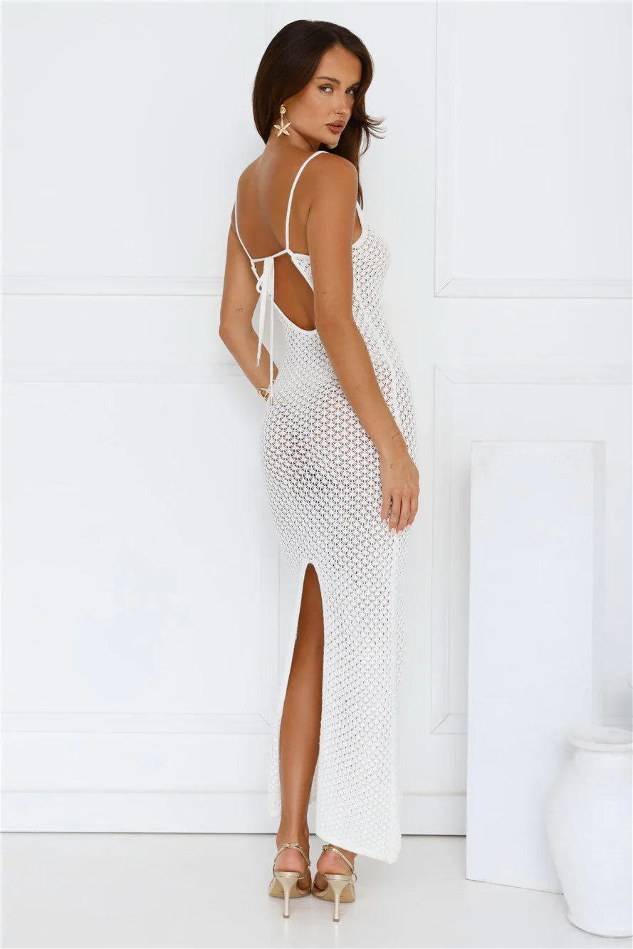 Ocean Breeze Knit Maxi Dress White