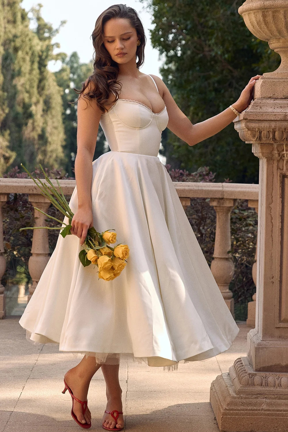 white tulle midi dress
