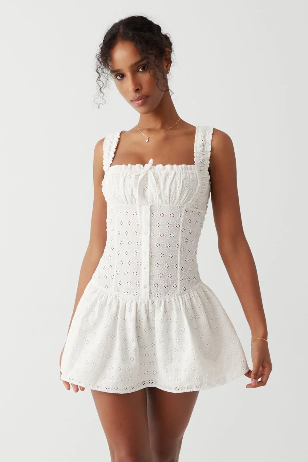 Christa Eyelet Mini Dress Angels Wing