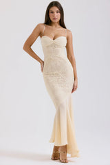 vanilla chiffon lace gown