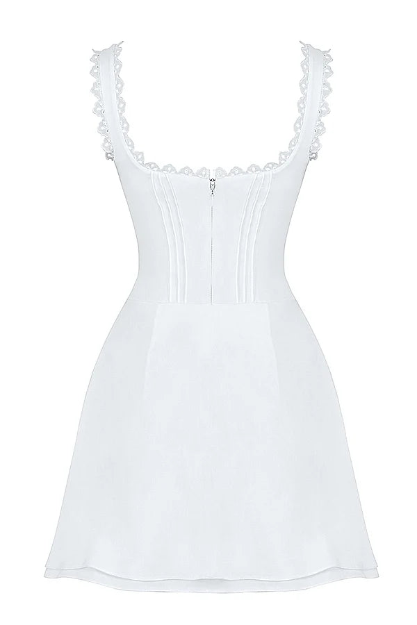 white pin tuck mini dress